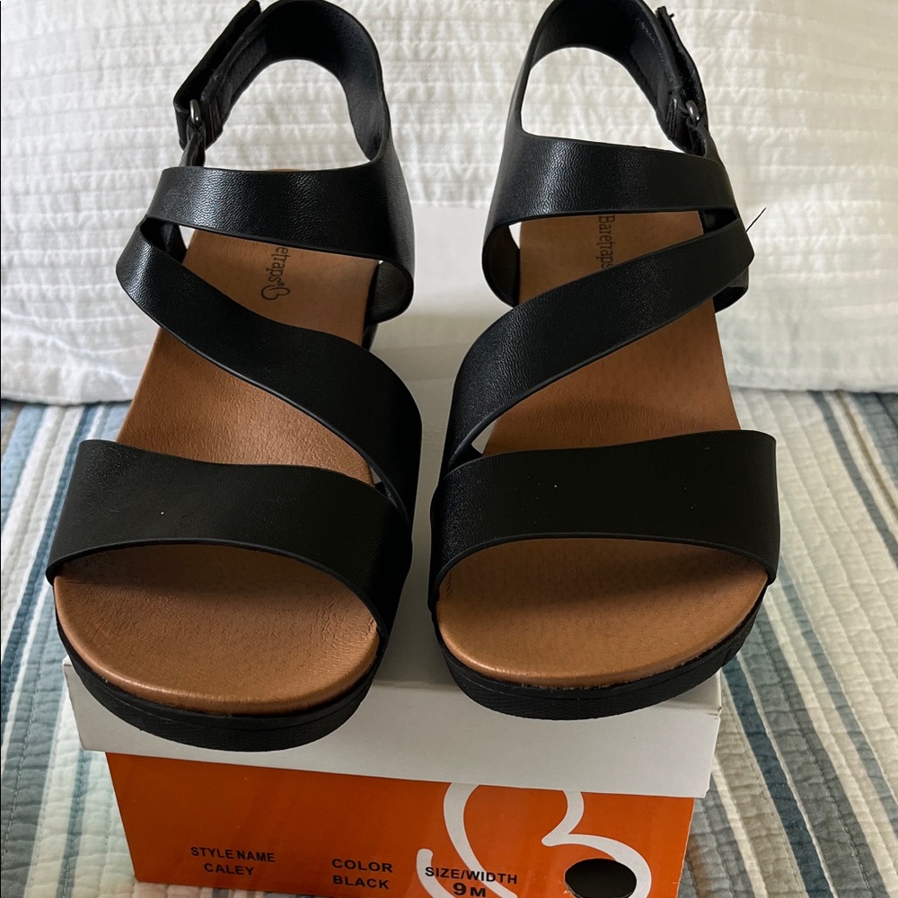 Bare traps Black Strappy Wedge Sandals